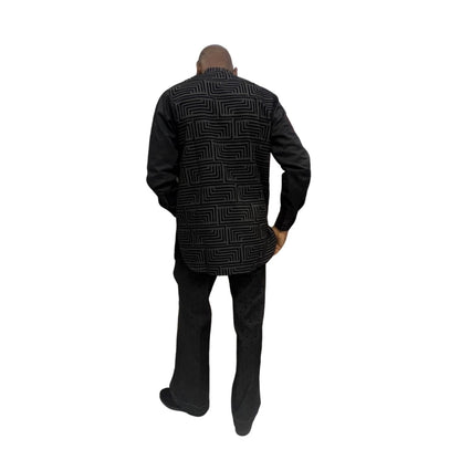 Black African Print Button Up Shirt