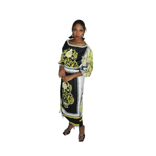 African Print Cold Shoulder Maxi Dress, Ankara Long Dress, African Clothing for Women