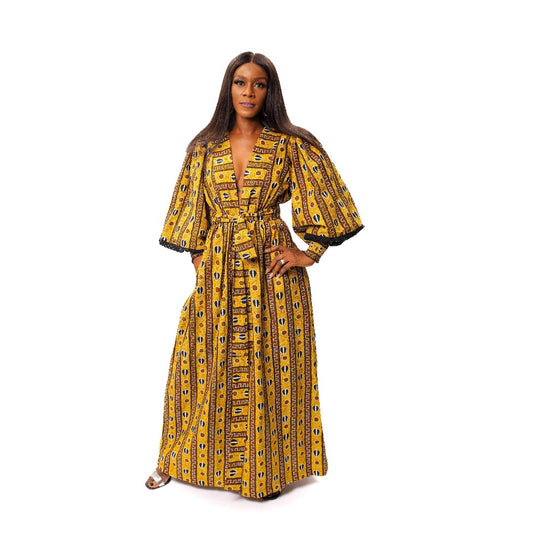African Print Kimono Style Maxi Dress, African Wax Kimono Dress, Ankara Dress