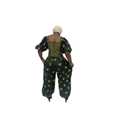 Green Smocked Jumpsuit
