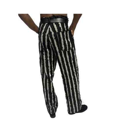 Black and White Flared Mens Pants