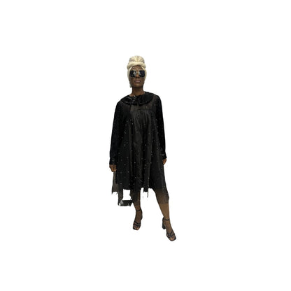 Stoned Organza Flared Dress