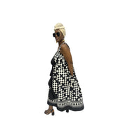 Black and White Bow Flared Maxi Dress