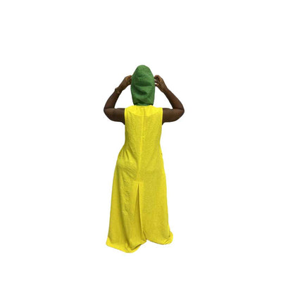 Yellow Light thin Chiffon Fit and Flared Maxi Dress
