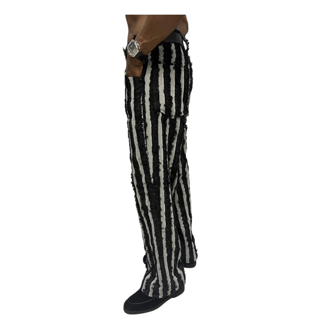 Black and White Flared Mens Pants