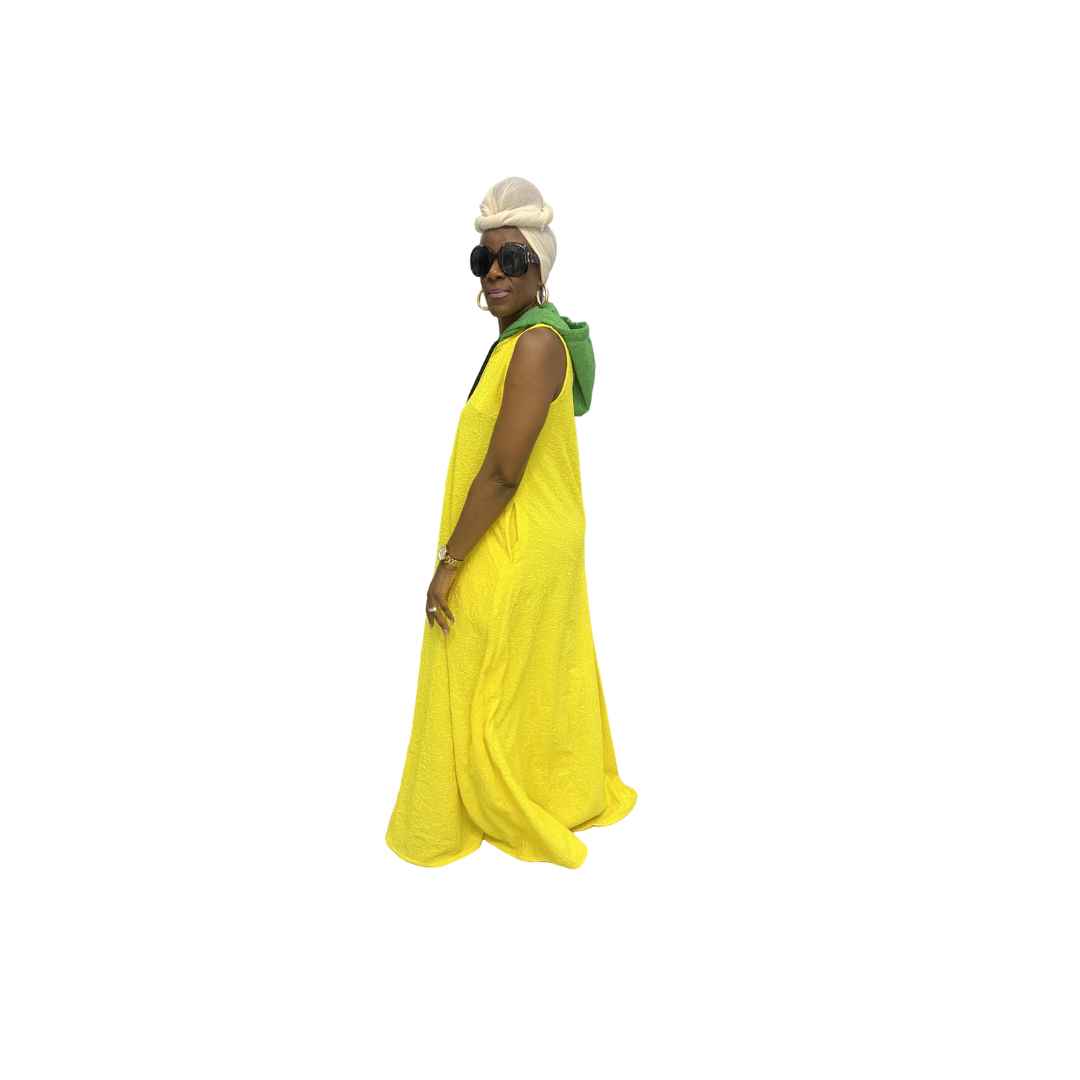 Yellow Light thin Chiffon Fit and Flared Maxi Dress