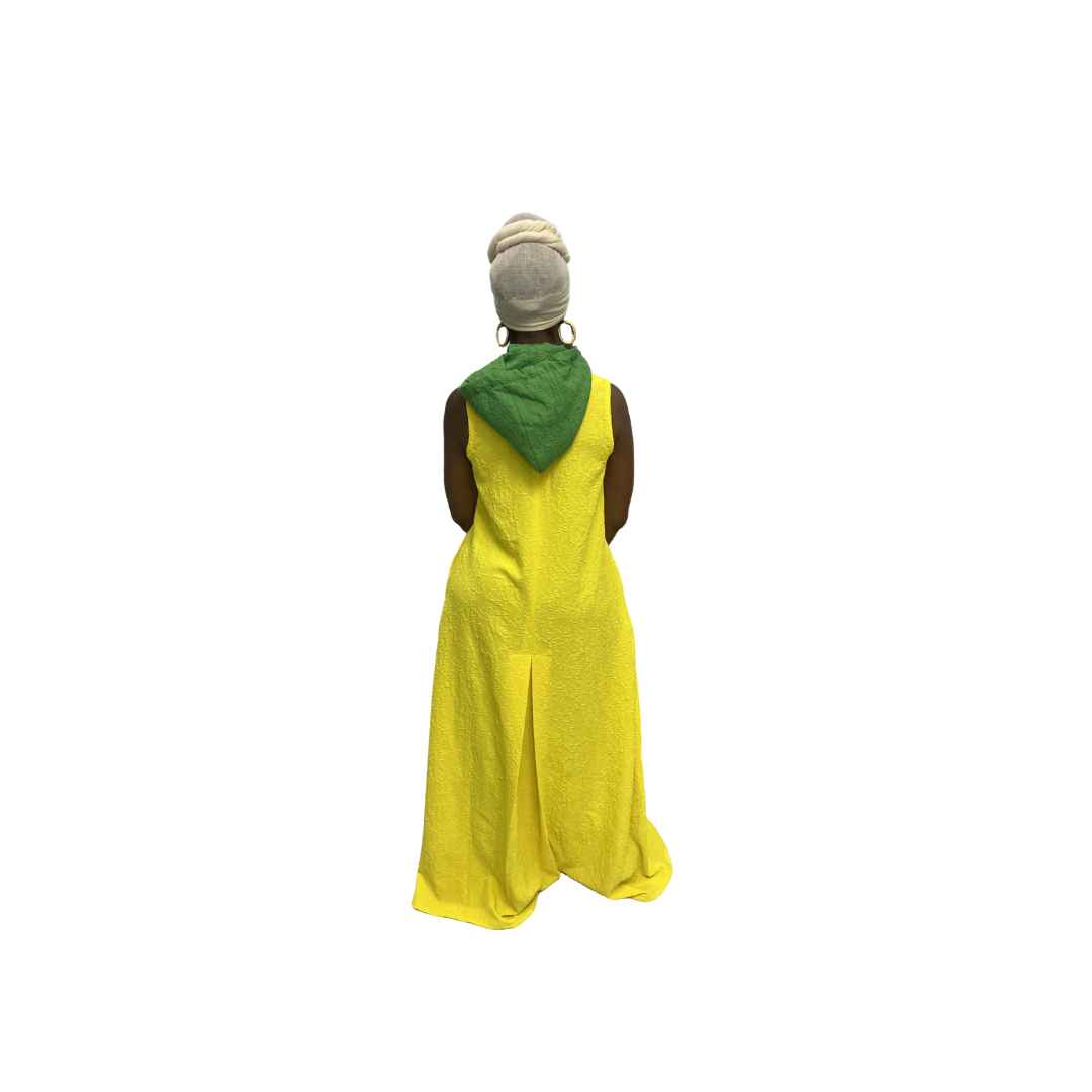 Yellow Light thin Chiffon Fit and Flared Maxi Dress
