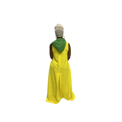 Yellow Light thin Chiffon Fit and Flared Maxi Dress