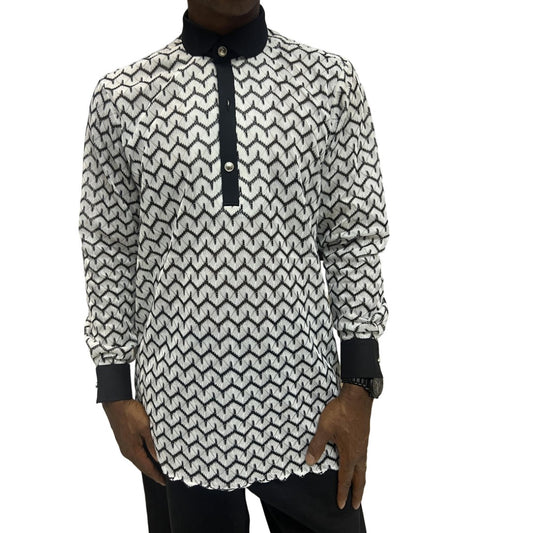 Men's Danshiki Cotton Long Sleeve Shirt