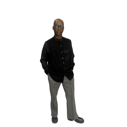 Black Animal Print Dress Shirt
