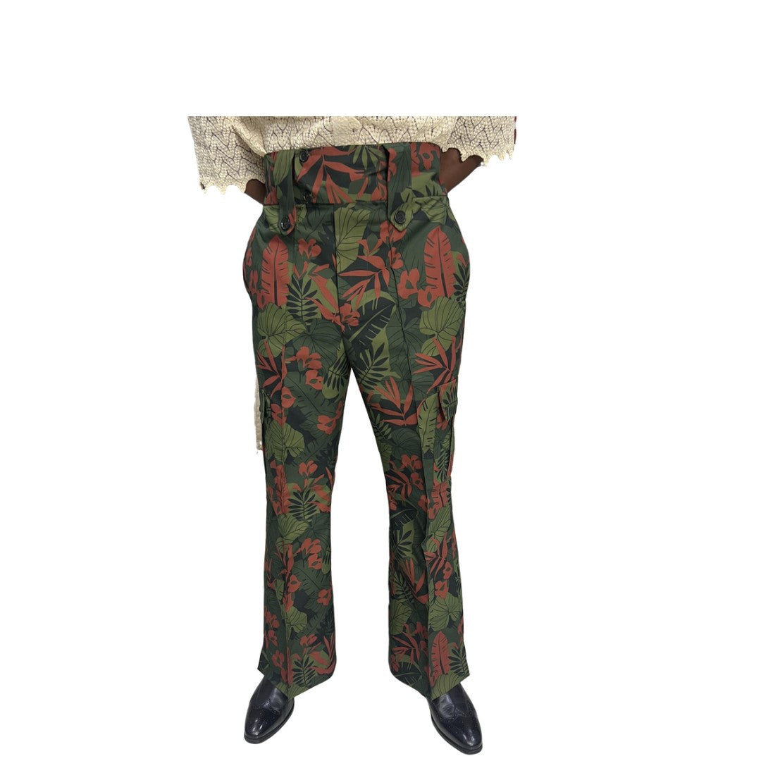 Green Tropical Viscose Pants