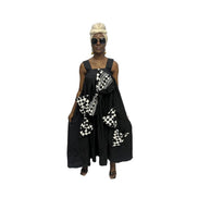Black and White Bow Flared Maxi Dress