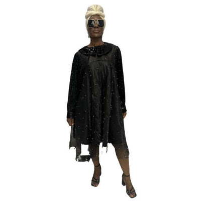 Stoned Organza Flared Dress
