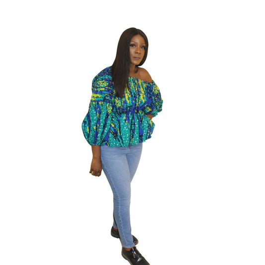 African Print Off one shoulder Top, Off the Shoulder Print Top, Ankara top