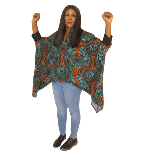 African Print Batwing Top, African inspired print Top, Batwing Blouse