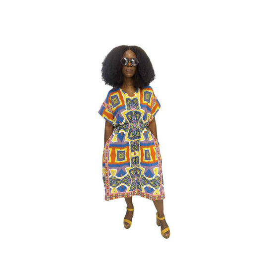 Multi-Colored Flared Maxi Dress