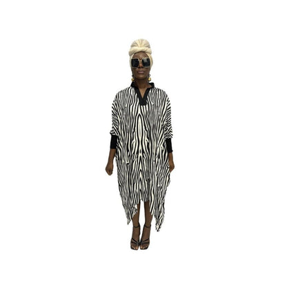 White and Black Batwing Dress