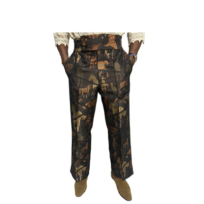 Bronze and Black Jacquard Pants