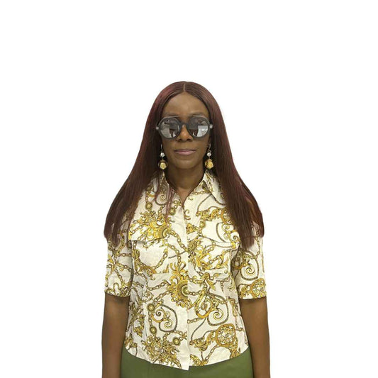 Gold and White Women's Top