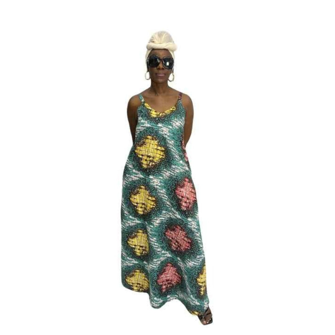 Multi-Colored Sleeveless Maxi Summer Dress