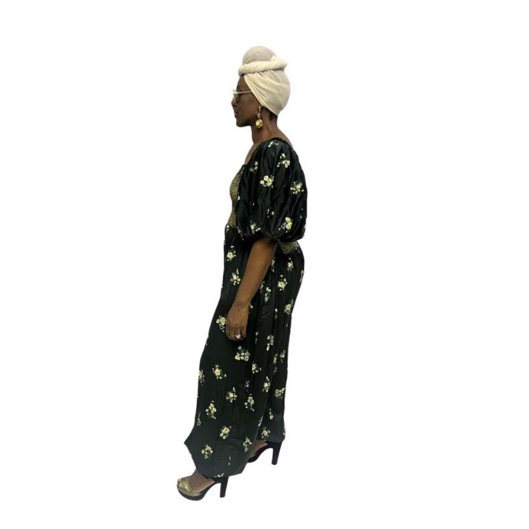 Green Smocked Jumpsuit