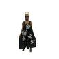 Black and White Bow Flared Maxi Dress