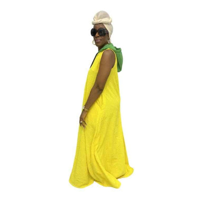 Yellow Light thin Chiffon Fit and Flared Maxi Dress