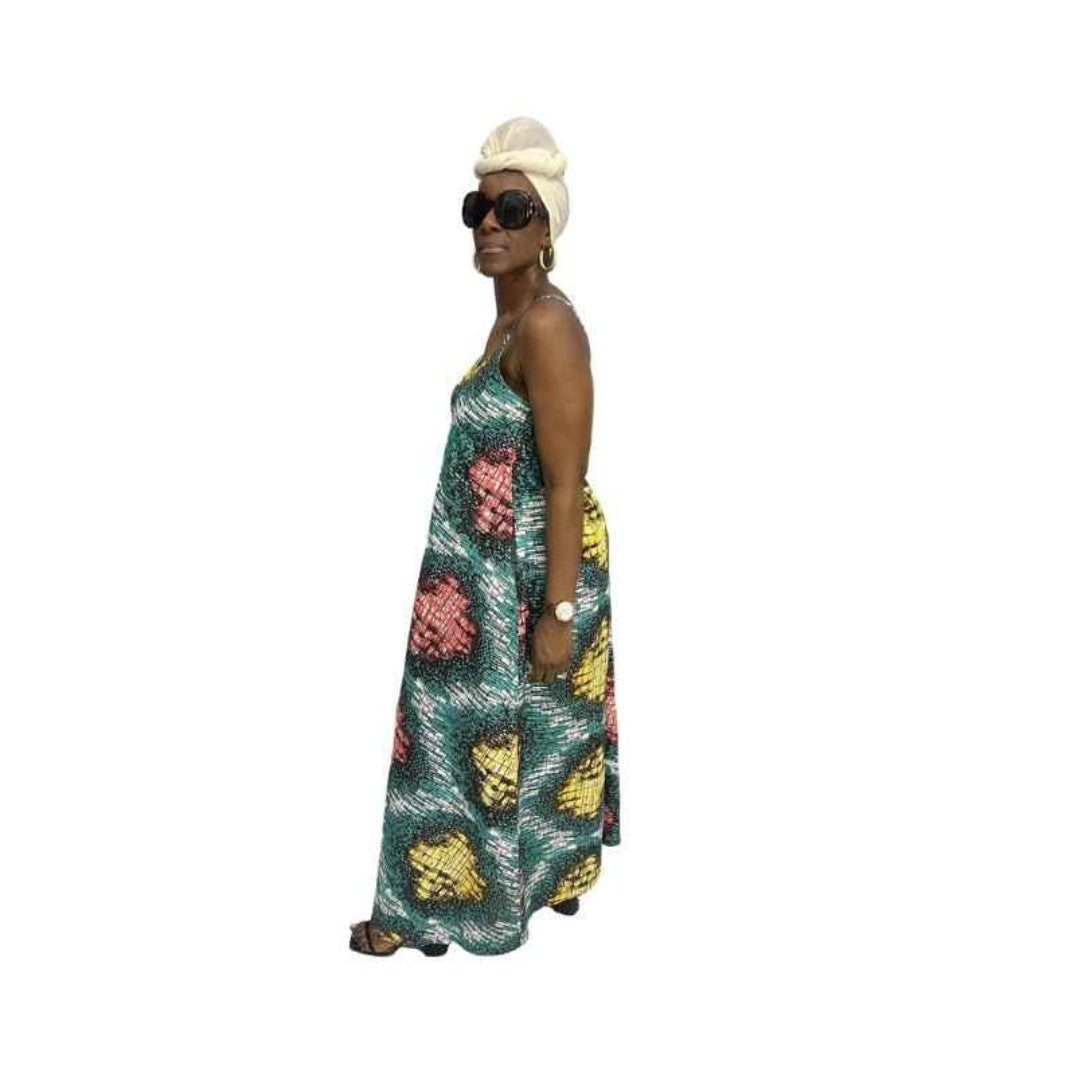 Multi-Colored Sleeveless Maxi Summer Dress