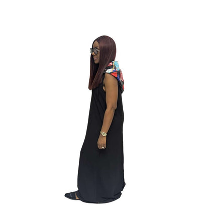 Black thin Chiffon Fit and Flared Maxi Dress