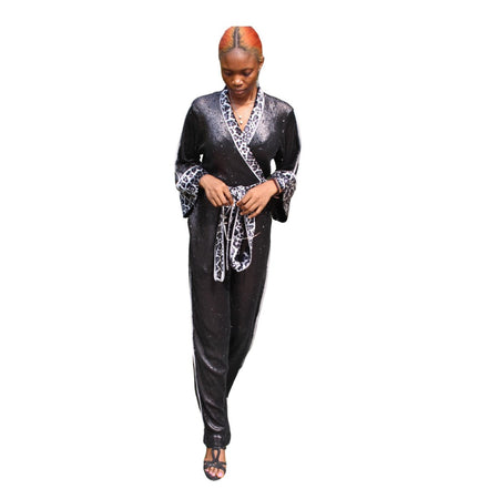 Sequin Pyjama Jumpsuit, Pyjama Kimono Style Jumpsuit Women, Wandizi Jumpsuit