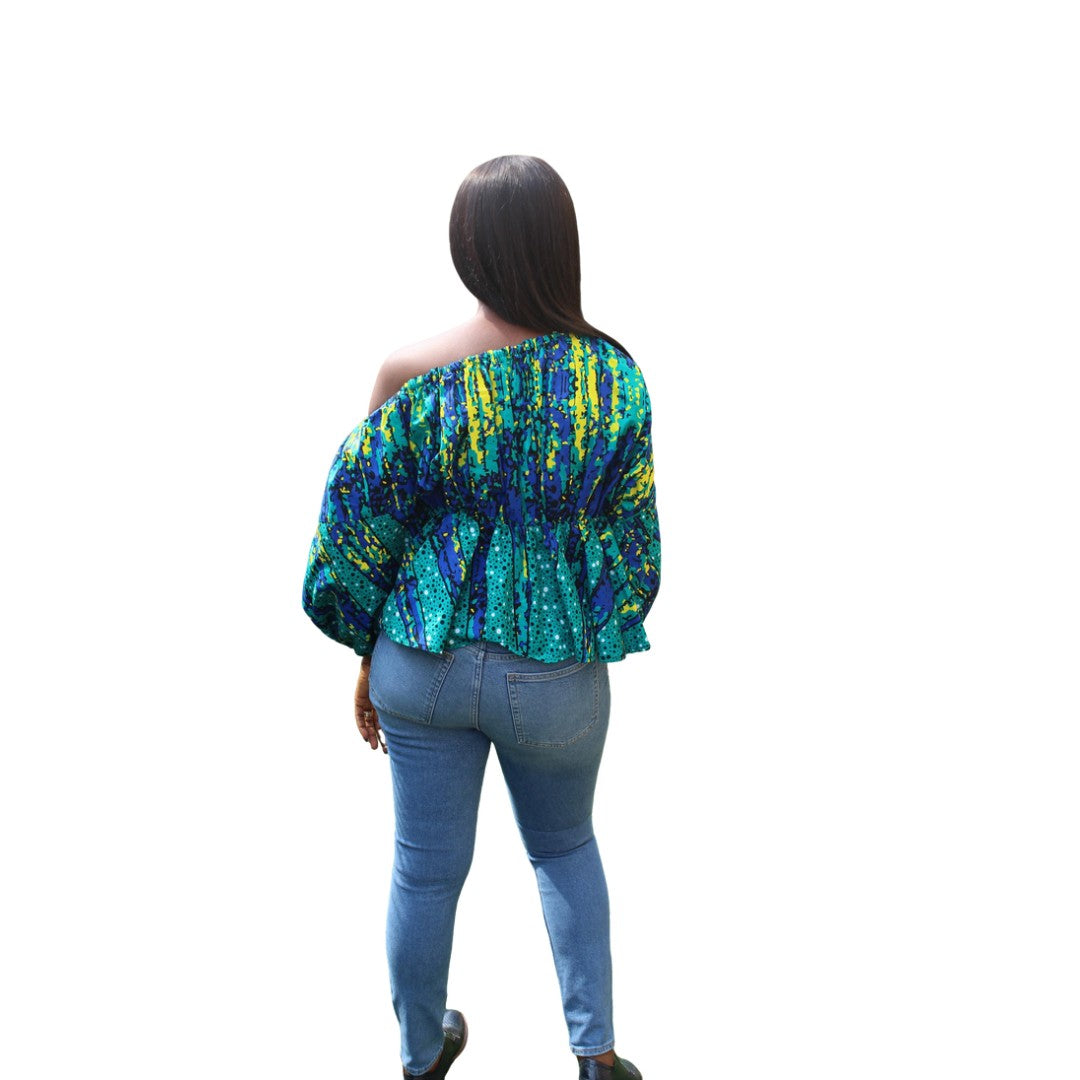 African Print Off one shoulder Top, Off the Shoulder Print Top, Ankara top
