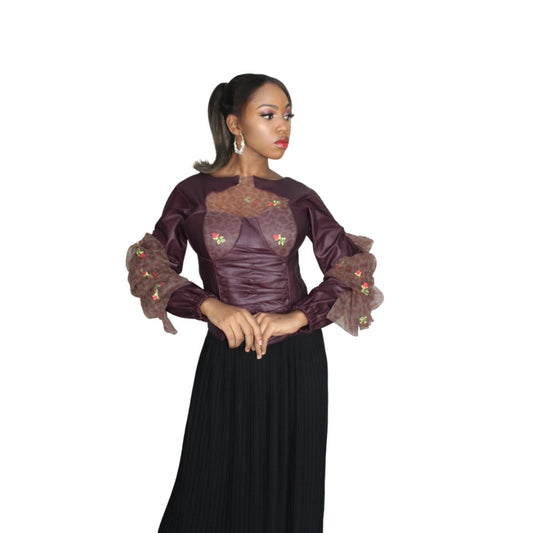 African Print Crop Top, Ankara  Long Sleeve Top, African Print Wrap Top
