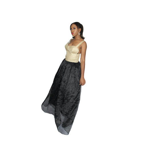 Deep Bustier Flare Maxi Dress, Black Sexy Dress, Black African Dress