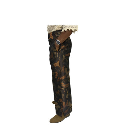 Bronze and Black Jacquard Pants