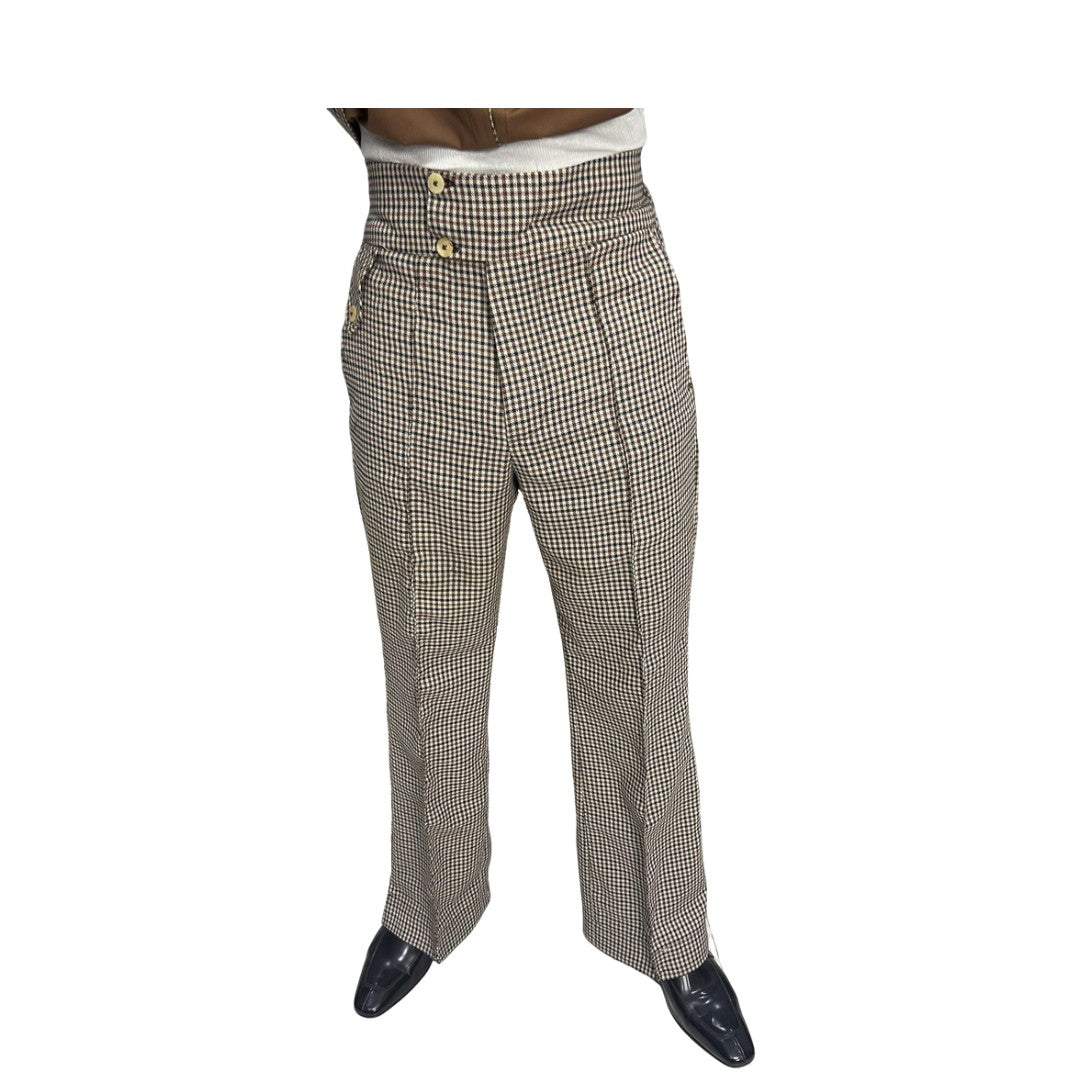Brown Check patterned pants