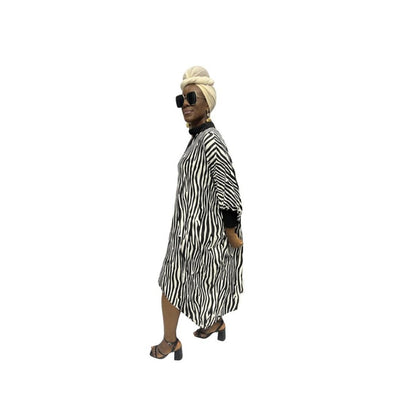 White and Black Batwing Dress