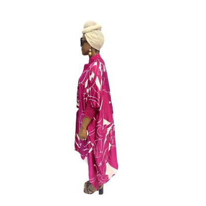 Pink and White Flared Maxi Dress