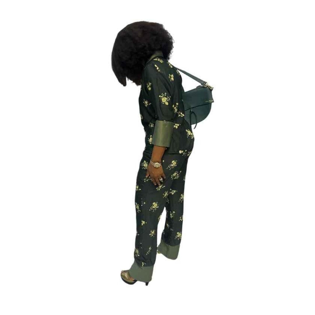 Green Long Sleeve Vintage Shirt with Matching Pants