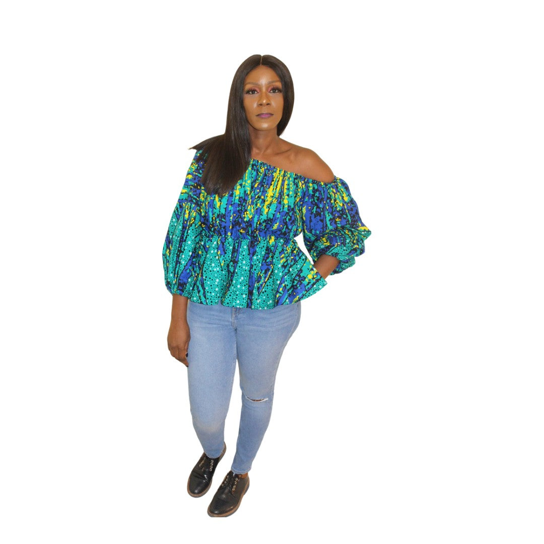 African Print Off one shoulder Top, Off the Shoulder Print Top, Ankara top