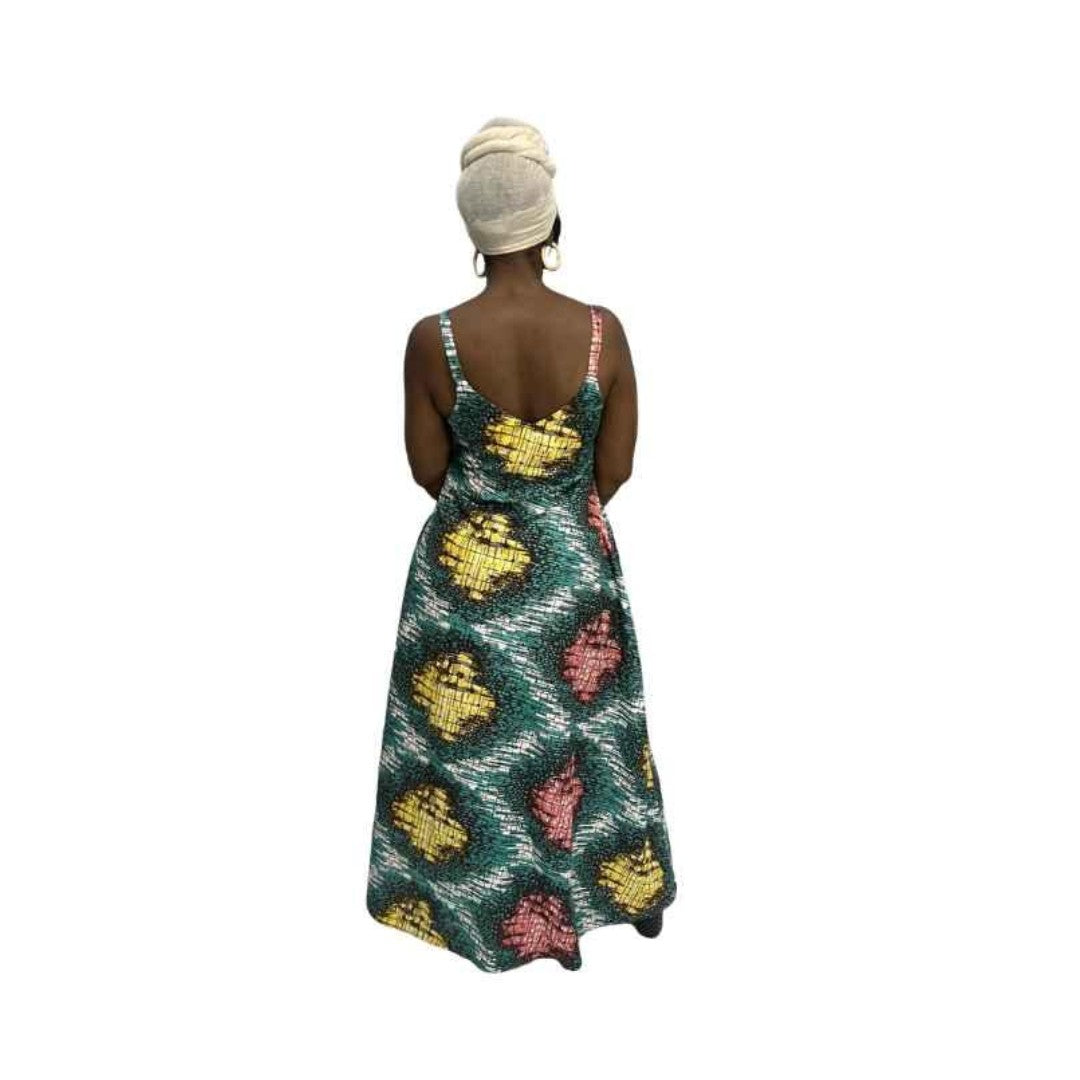 Multi-Colored Sleeveless Maxi Summer Dress
