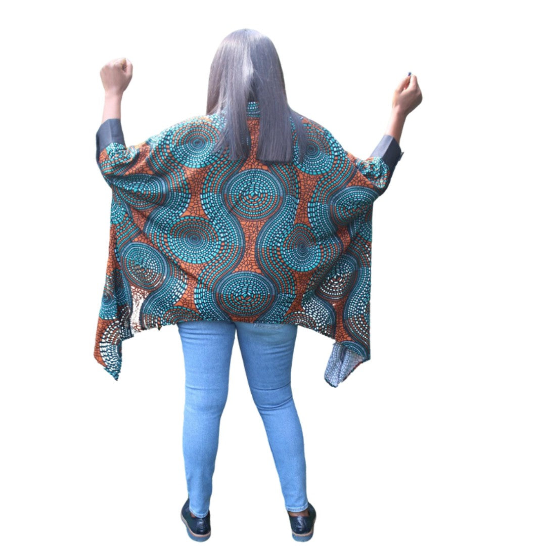 African Print Batwing Top, African inspired print Top, Batwing Blouse