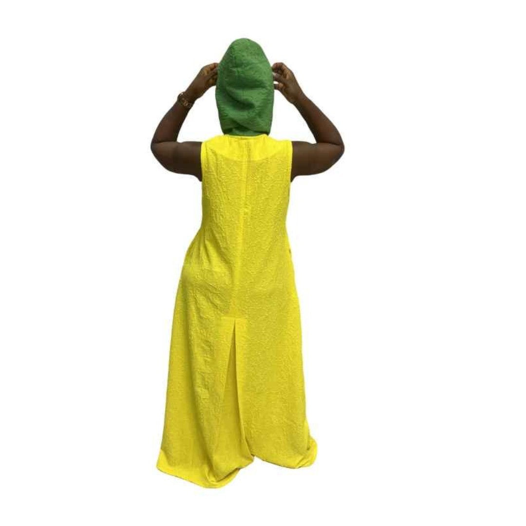 Yellow Light thin Chiffon Fit and Flared Maxi Dress