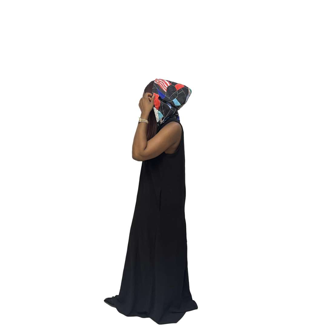Black thin Chiffon Fit and Flared Maxi Dress