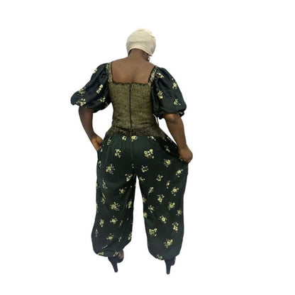 Green Smocked Jumpsuit