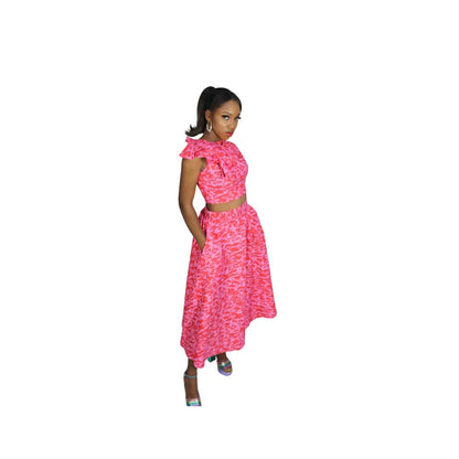 African Print Peplum Top & Maxi Flare Skirt, Ankara 2piece Skirt Set, Ankara Peplum Top