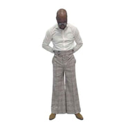 Brown Plaid Wide Leg Pants, Wide Leg Pants