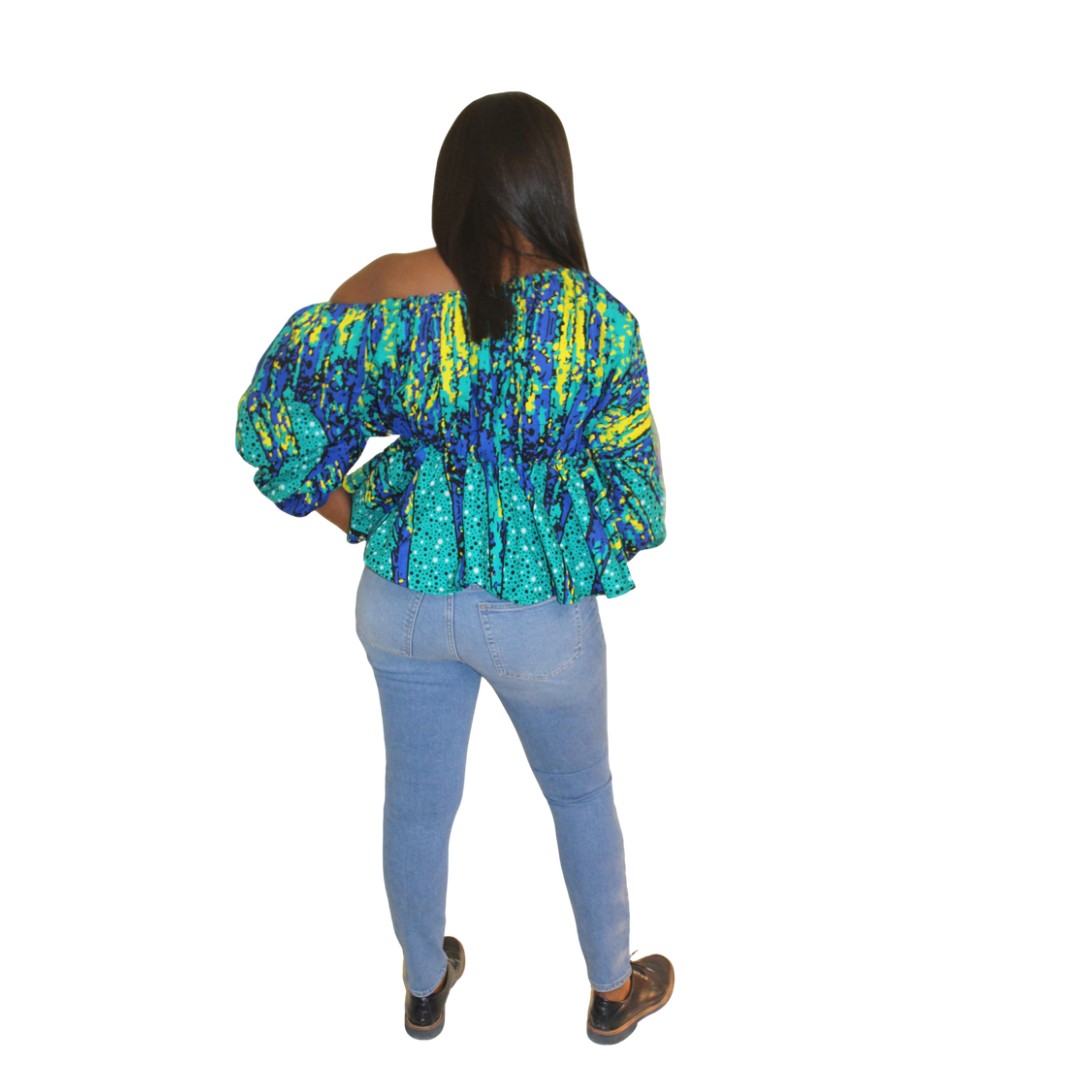 African Print Off one shoulder Top, Off the Shoulder Print Top, Ankara top
