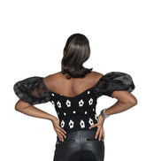 Smocked Crop Top with Organza Sleeves