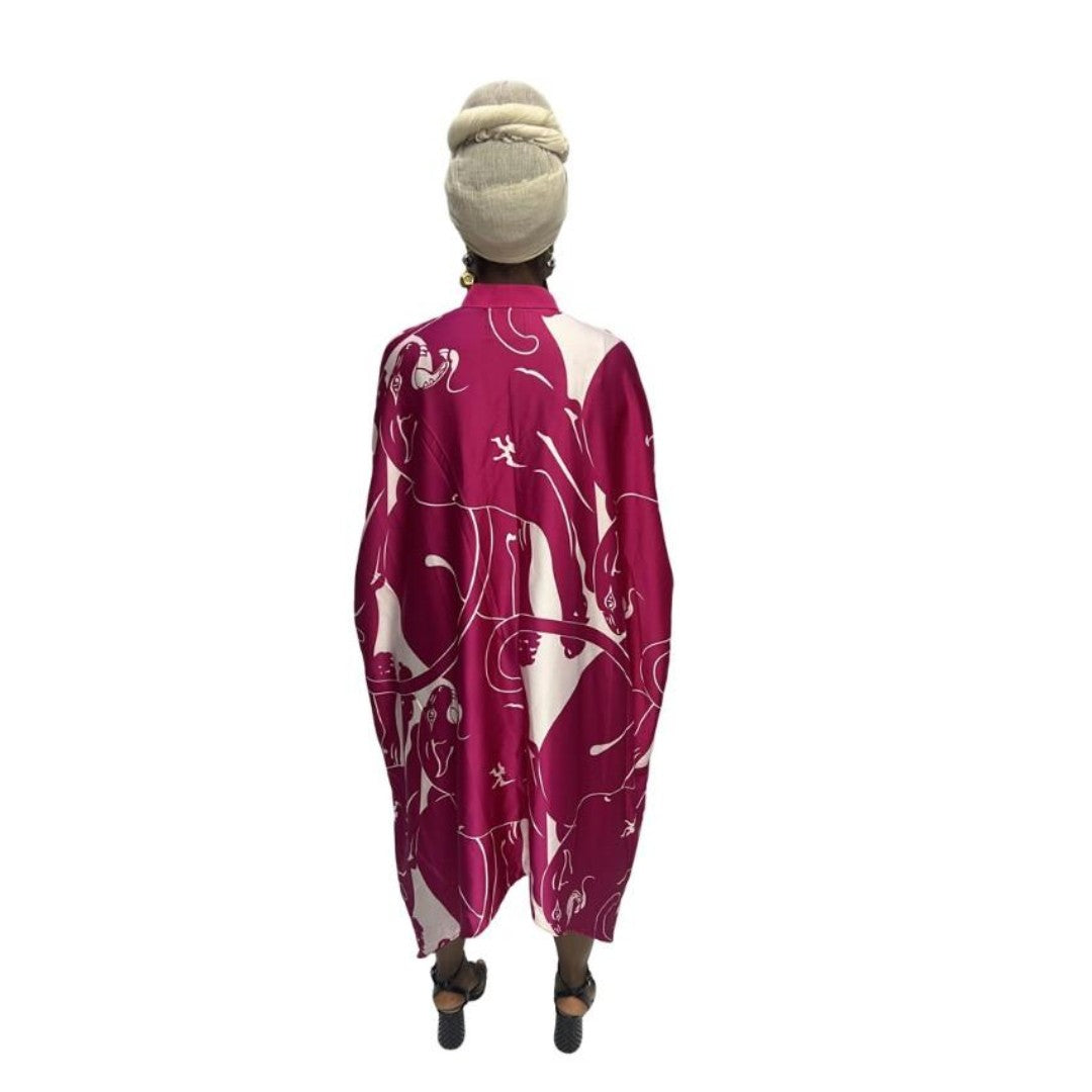 Pink and White Flared Maxi Dress