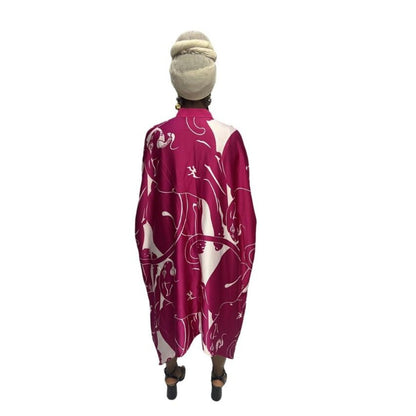 Pink and White Flared Maxi Dress